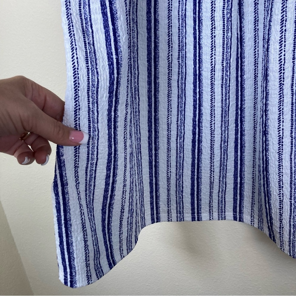 SHOL Los Angeles Blue White Stripe Smocked Peasant Top 3X - Picture 9 of 13